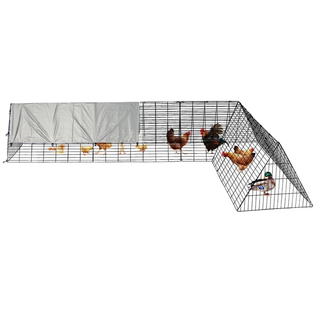 QinaQin Large Metal Chicken Coop with Run, Heavy-Duty Outdoor Portable Chicken Tractor with Waterproof Cover, Predator-Proof Poultry Enclosure for Hens, Ducks, and Rabbits