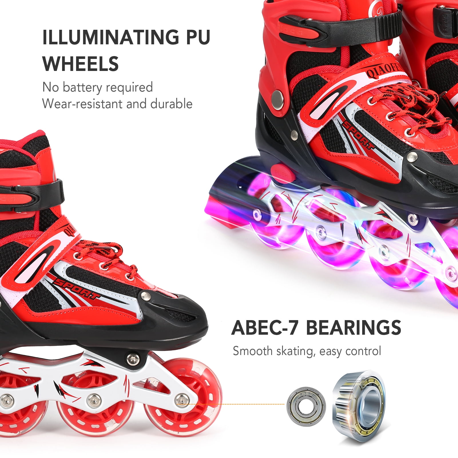 Nebublu Illuminating Inline Skates with Light Wheels - Adjustable Fun for Kids and Adults - Girls and Boys, Men and Women