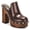Saddle Brown, variant on Women's Wooden Platform Heeled Mules Closed Round Toe High Block Heel Slip On Clogs Shoes with Studs Evening Party Daily Outfit Footwear Size 9 Black