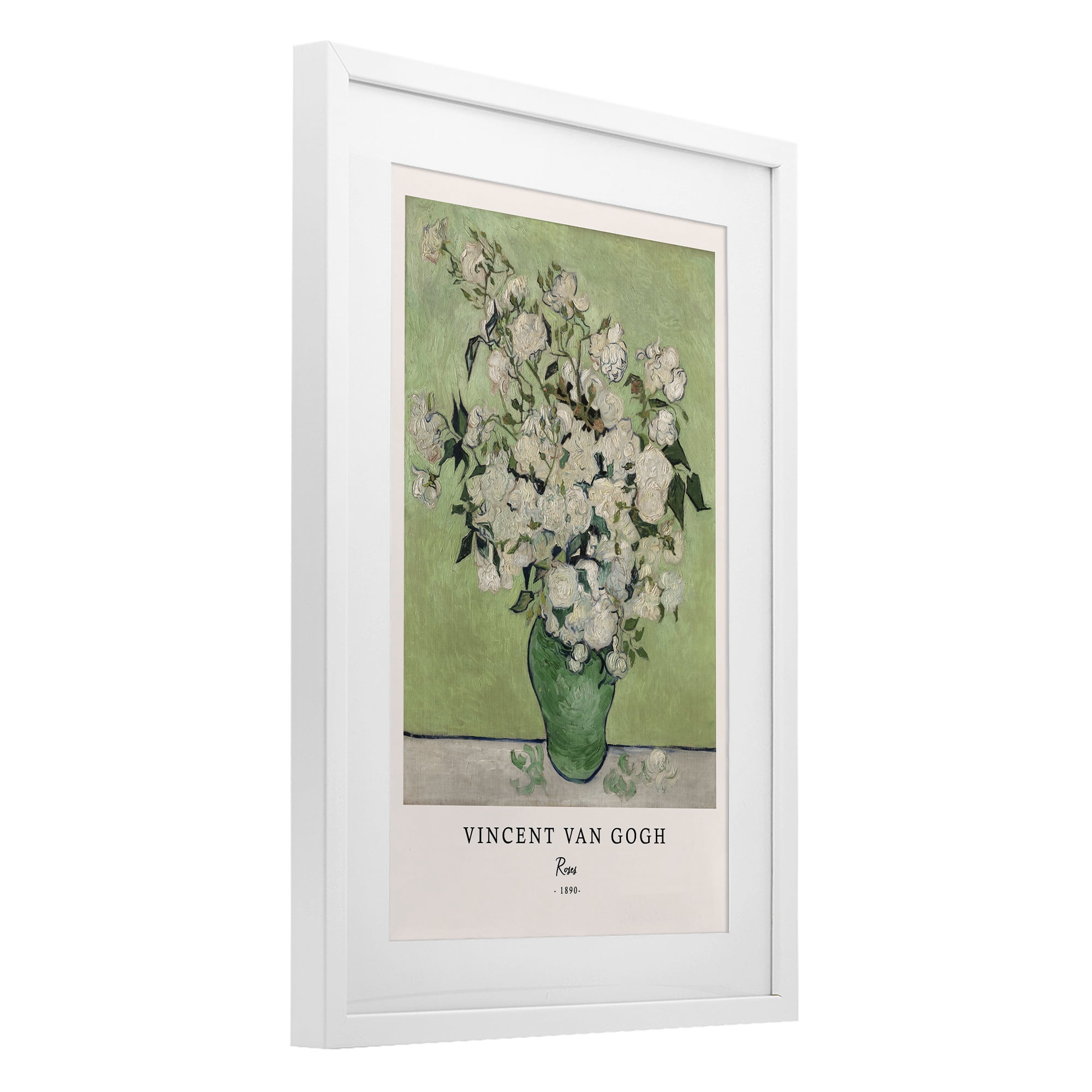 Stupell Industries Classic Roses Van Gogh White Framed Print Under Glass, design by Vintage Hustle