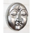 thumbnail image 3 of G6 COLLECTION 12" Silver Wooden Moon Face Wall Art – Hand Carved Moon Mask, Celestial Boho Wall Hanging Décor Silver, 3 of 4