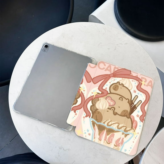 Tuohive Cartoon Capybara iPad Case for iPad Mini4/5 7.9in Auto Wake Sleep TPU Smart Stand Back Cover with Pencil Holder