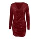 thumbnail image 4 of Vestido sexy de fiesta ajustado con cuello en V para mujer: diseño cruzado, abertura lateral, silueta en A, poliéster, adecuado para la noche/eventos, 4 of 5