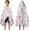 thumbnail image 3 of Princess Rainbow Castle Pattern Hooded Bath Towel，50"x30" for Ages 3 To 12 Kids, Quick Dry Lightweight Soft Microfiber Hood Beach Towel Cover Up for Kids, 3 of 7