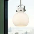 thumbnail image 2 of Innovations Lighting  Newton Sphere - 1 Light 10" Stem Hung Pendant Polished Nickel/Matte White, 2 of 3