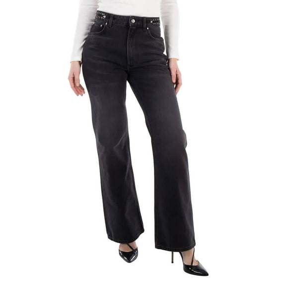 Paco Rabanne High-Waist Straight Leg Pants, Size 26"