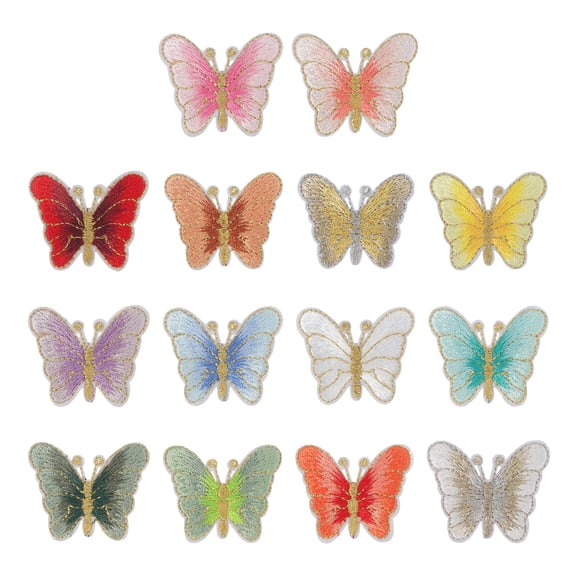 Uxcell 14 Pcs Butterfly Iron on Patches, Embroidered Sew on Applique Repair Patch for Backpacks Clothing Hats, Mixed Color