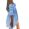 thumbnail image 3 of Cilcicy Women Off-shoulder High Waist Loose Solid Color Puff Sleeve Dress, 3 of 4