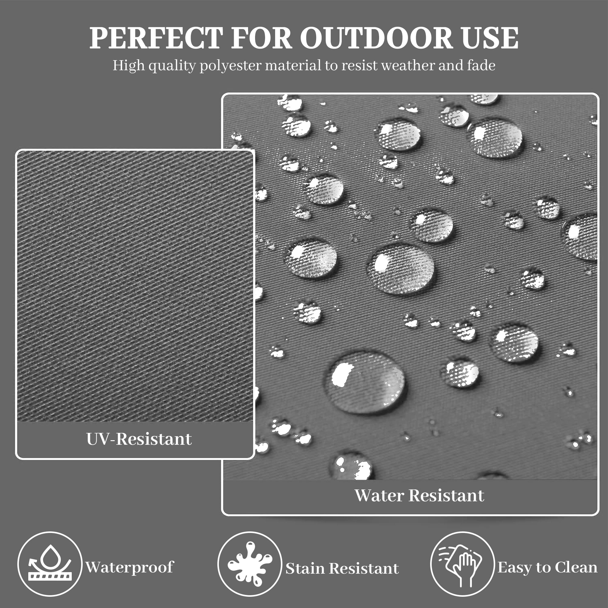 Unikome 4-Pack Outdoor Chair Cushions, Waterproof High-Density Foam, Round Corner, 17 x 16 x 2 inch, Dark Gray