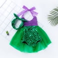 thumbnail image 5 of 1 set Baby Girls Skirt Lace tirantes de encaje vestido de mameluco con banda para la cabeza, 5 of 5