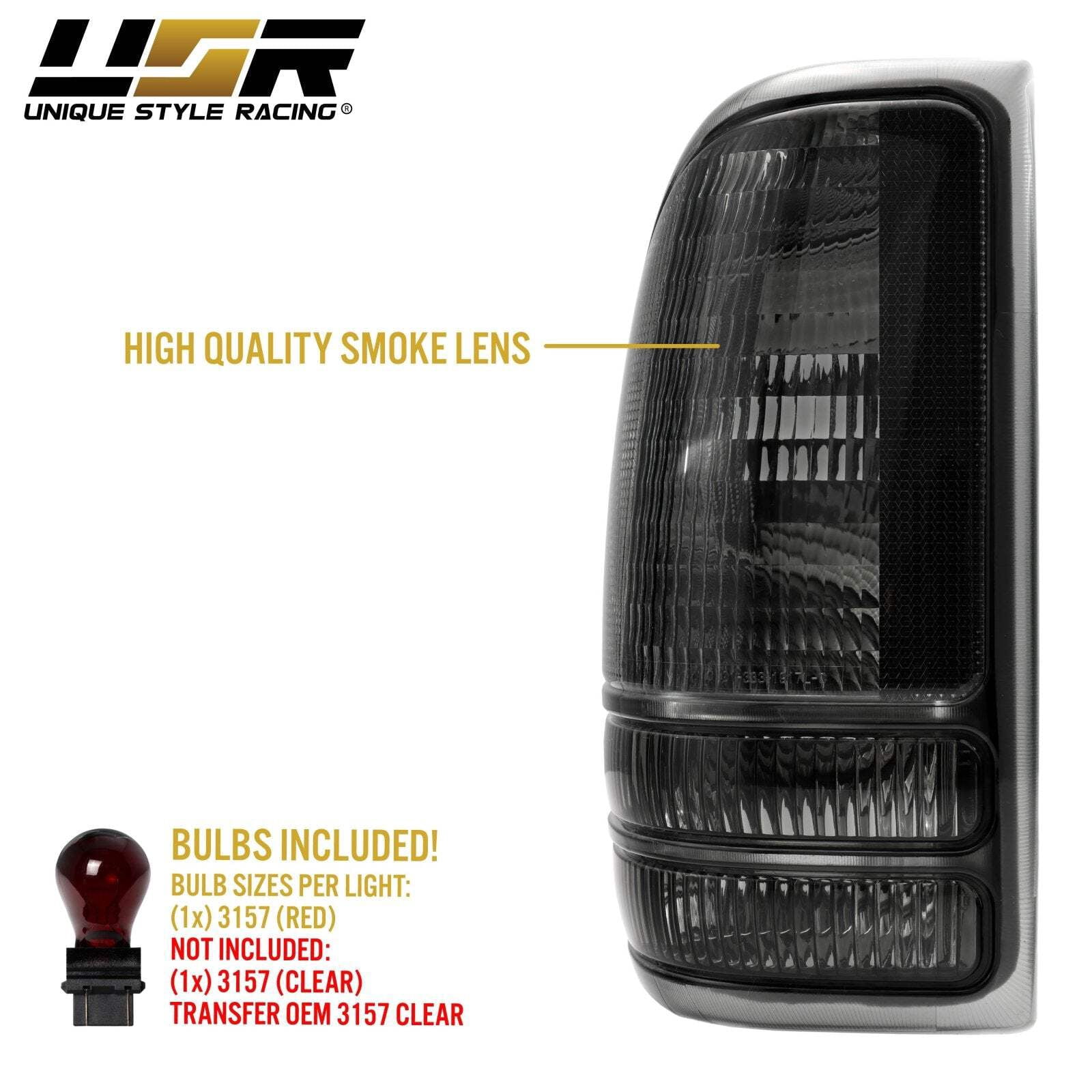 1998-2004 Dodge Dakota Pickup Smoke Lens Tail Lights