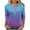 Purple, variant on TKLPEHG 3/4 Length Sleeve Womens Tops Plus Size Gradient V Neck Button Tshirt Dressy Casual Loose Tunic Tops (Black,L)
