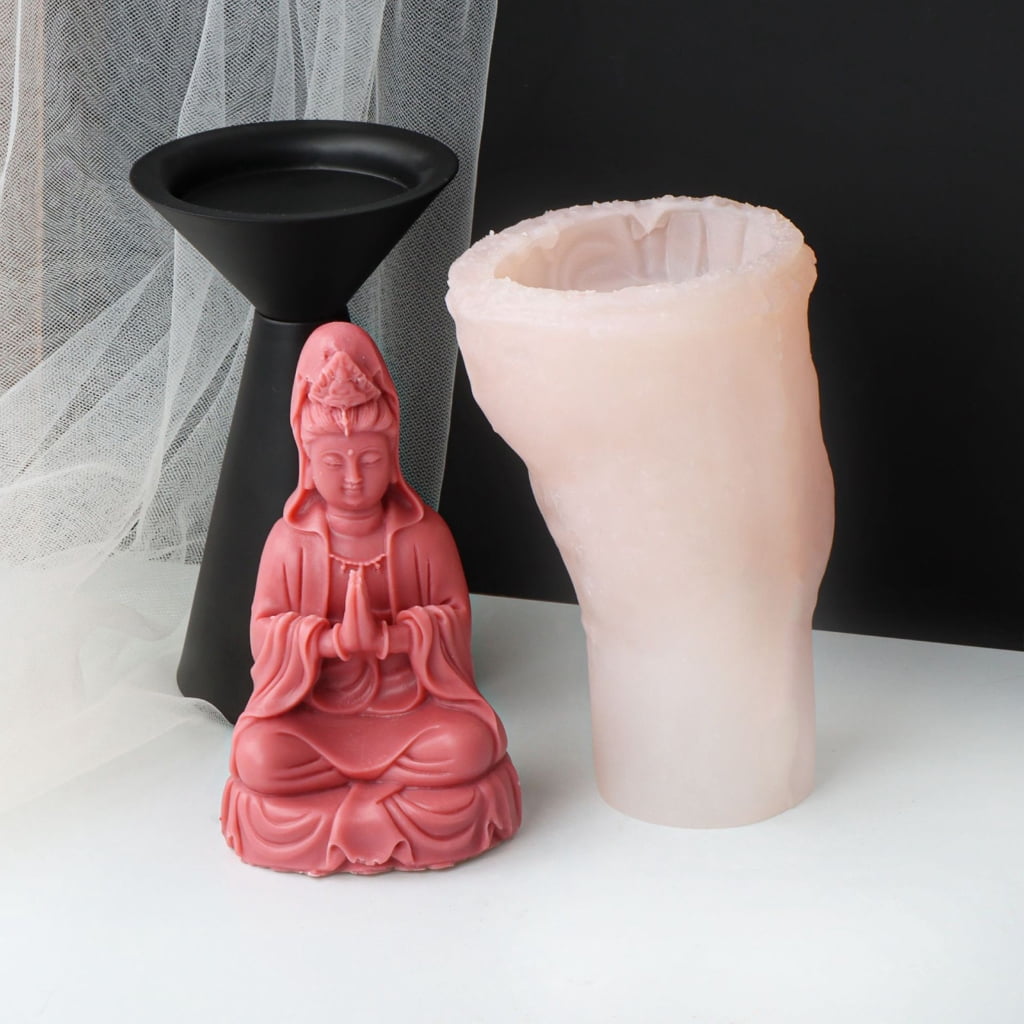 Geemin 3D Buddha Scented Candle Mold Silicone Mold for Candle Making Resin Epoxy Mould