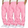 thumbnail image 2 of MNCEKFOD Mens Pants Summer Casual 3Pcs Loose Fit Drawstring Mid Waist Slacks with Pockets Workout Relaxed Fit Comfortable Trousers Pink M, 2 of 4