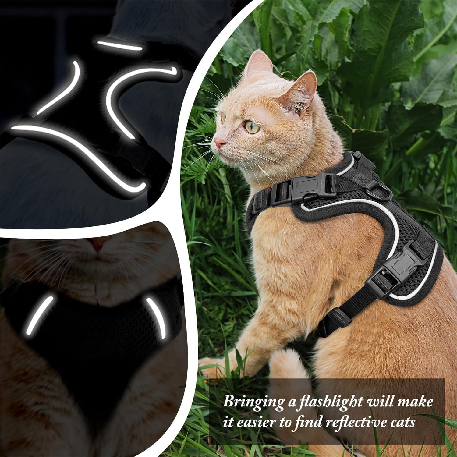 Cat Harness, Cat Harness and Leash Set, Soft and Breathable Vest with Reflective Strip, Anti Escape Adjustable Easy to Wear for Walking and Traveling, Pink, M