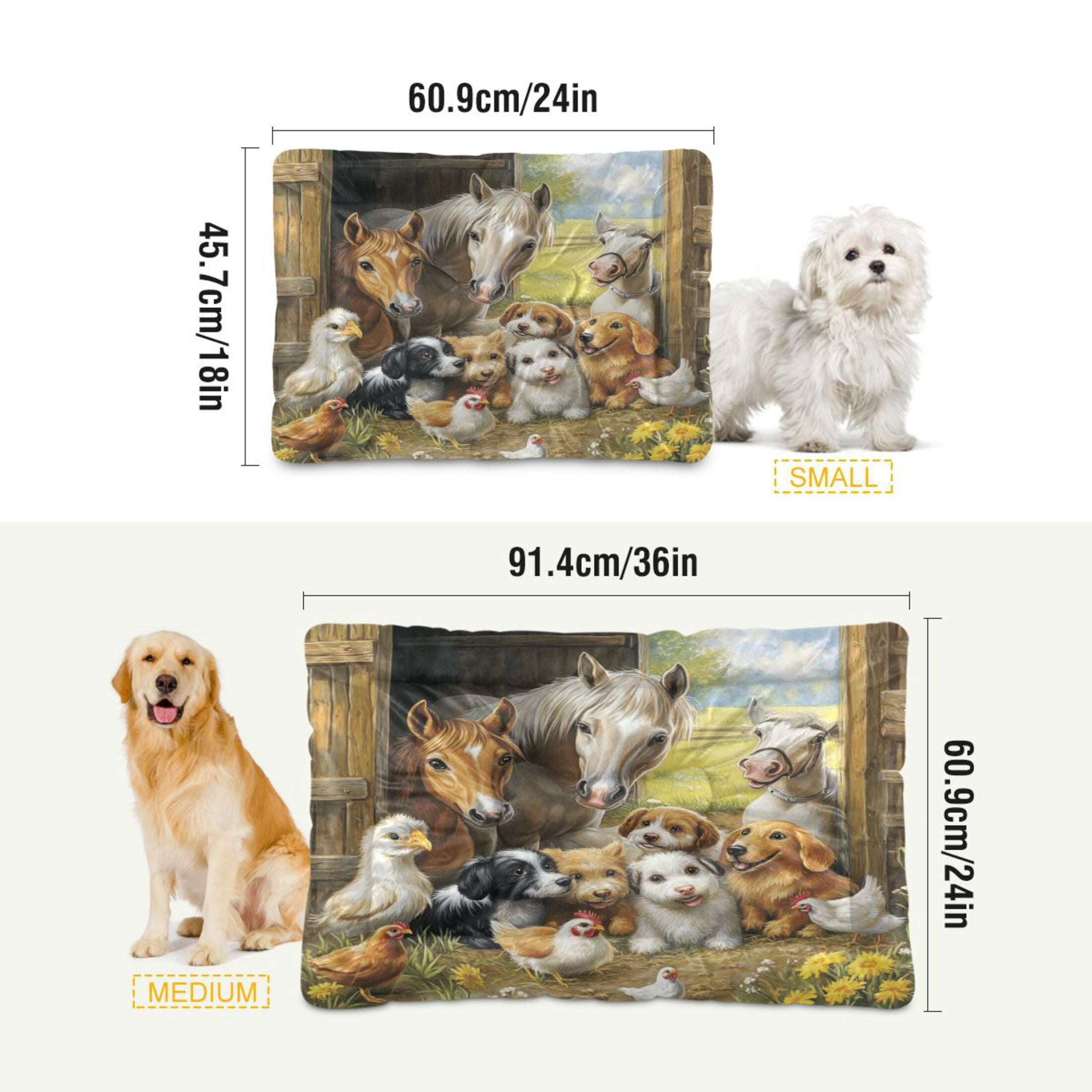 Qxltty Farm Animals Ped Pad Wear-resistant and Hard to Bite Through Sleeping Pad for Small Medium Large Dogs Winter Pet Bed 36×24in