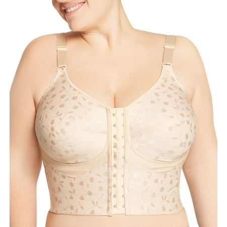 

Women s Elila 5415 Jacquard Wireless Soft-cup Front Hook Longline Bra (Nude 46F)