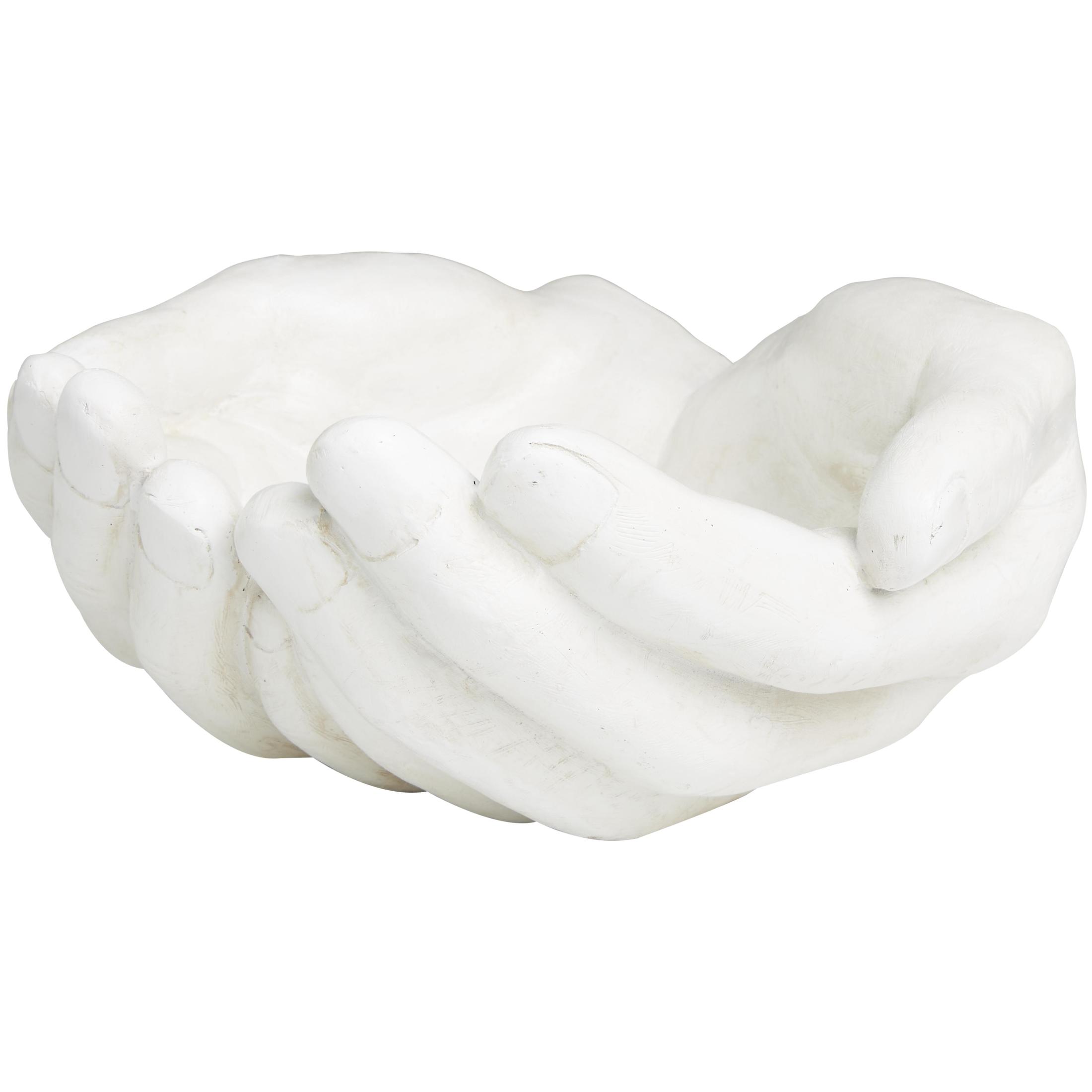 15" x 7" White Polystone Open Hands Sculpture, by DecMode