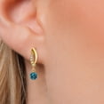 thumbnail image 3 of Gem Stone King 14K Yellow Gold London Blue Topaz and Lab Grown Diamond Earrings for Women | 0.71 Cttw | Gemstone November Birthstone | Round 4MM, 3 of 6