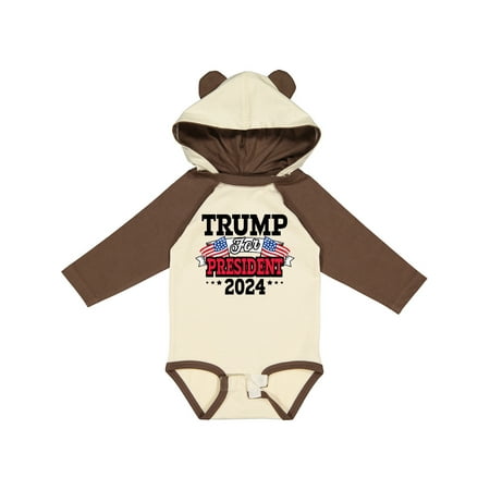 

Inktastic Trump for President 2024 with Flags Gift Baby Boy or Baby Girl Long Sleeve Bodysuit