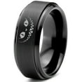 thumbnail image 1 of Tungsten Alice in Wonderland Cheshire Cat Band Ring 8mm Men Women Comfort Fit Black Step Bevel Edge Brushed Polished, 1 of 4