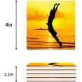 thumbnail image 3 of FMSHPON Jumping Man on Sand Beach Sunrise Set of 8 Coaster for Drinks, Absorbent Ceramic Stone Coasters Cup Mat with Cork Base for Home Kitchen Room Coffee Table Bar Decor, 3 of 4