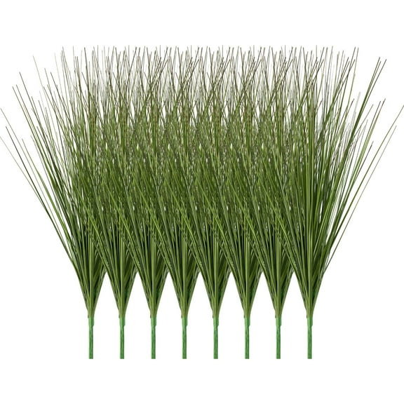 KFFKFF Artificial Grass Plant, 27-Inch Faux Onion Grass Greenery Shrubs, Durable PVC for Indoor and Outdoor Decoration, Ideal for Home, Garden, Office, or Housewarming, Set of 8