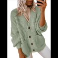 thumbnail image 3 of Suéteres y Abrigos de Punto Grueso de Larga con Cuello en V Abierto para Mujer. Color Matcha S, 3 of 7
