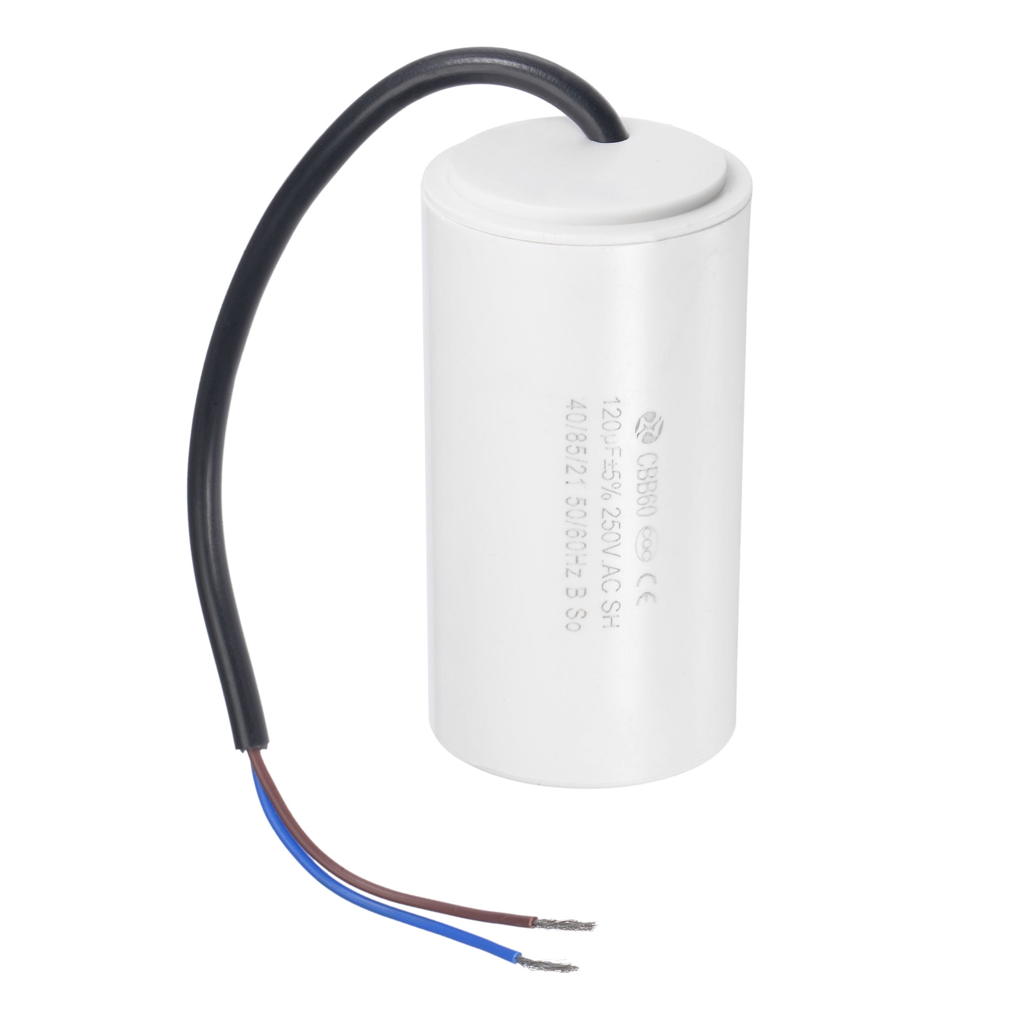 Uxcell 96x49mm 120uF 250V AC 50/60Hz 2 Wires CBB60 Run Capacitor White