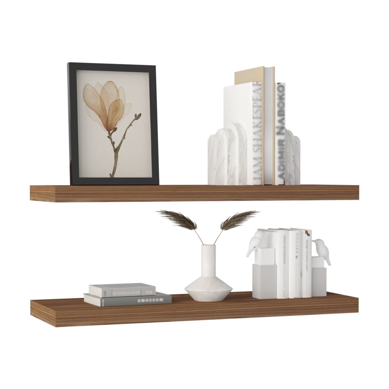 31.5" Wide Floating Shelves Set of 2, Modern Wall Shelves for Bedroom, Bathroom, Living Room (Mahogany)
