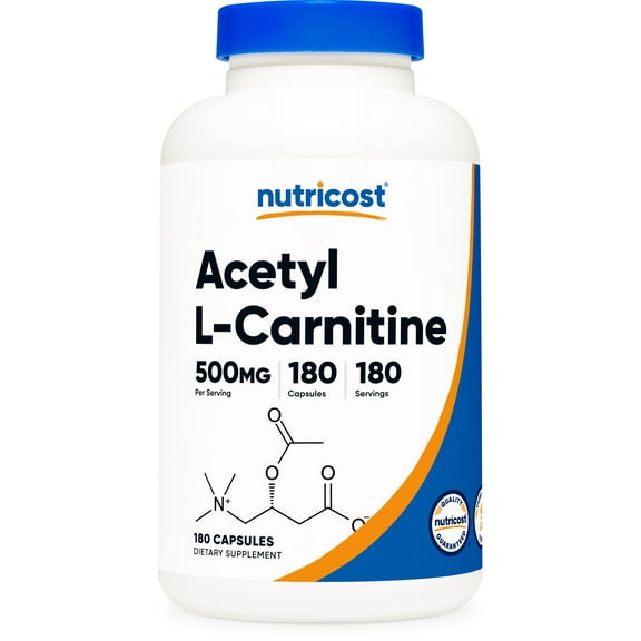 Nutricost Acetyl L-Carnitine 500mg, 180 Capsules - Non-GMO & Gluten Free Supplement