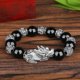 thumbnail image 2 of Pulsera de cuentas Pixiu legendarias de seis palabras, hecha a mano, de piedra de obsidiana negra, 2 of 5