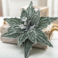 thumbnail image 3 of Large Glitter Christmas Flowers, Artificial Velvet Cloth Christmas Tree Flower Ornaments Fold Floral for Christmas New Year Party Wedding Decorations (Green), 3 of 9