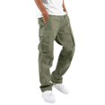 thumbnail image 1 of JFBUJC Men Solid Multi Pockets Combat Cargo Pants Casual Baggy Work Straight Trousers, 1 of 2