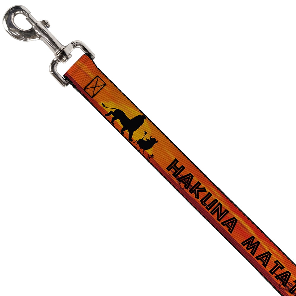 Disney Pet Leash, Dog Leash, Lion King Hakuna Matata Sunset Oranges Black, 4 Feet Long 1.0 Inch Wide