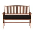 thumbnail image 3 of CorLiving Miramar Hardwood Outdoor Bench with Seat Cushion, High Slatted Back and Armrests, Brown/Black, 3 of 9