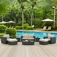 thumbnail image 2 of Modway Rattan Sojourn 8-Piece Wicker Outdoor Patio Furniture Sectional, Beige, 2 of 9