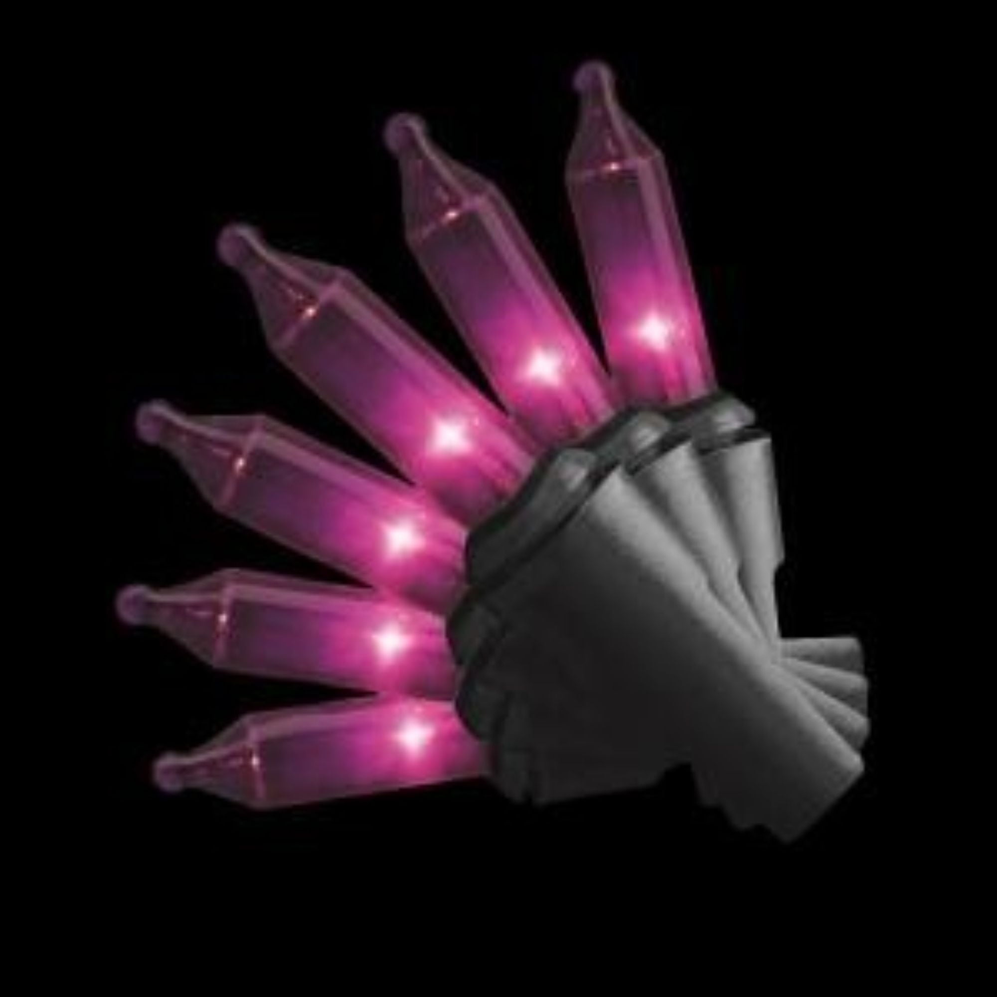 100Count Purple Mini Christmas Light Set, 22 ft Black Wire