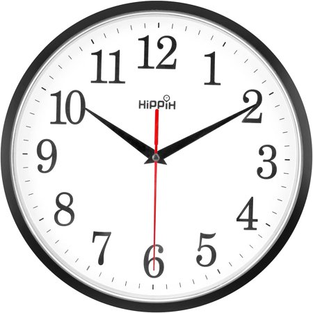 10 Silent Quartz Decorative Wall Clock Non Ticking Classic Digital Clock Battery Operated Round Easy To Read Home Office School Clock Black Walmart Canada