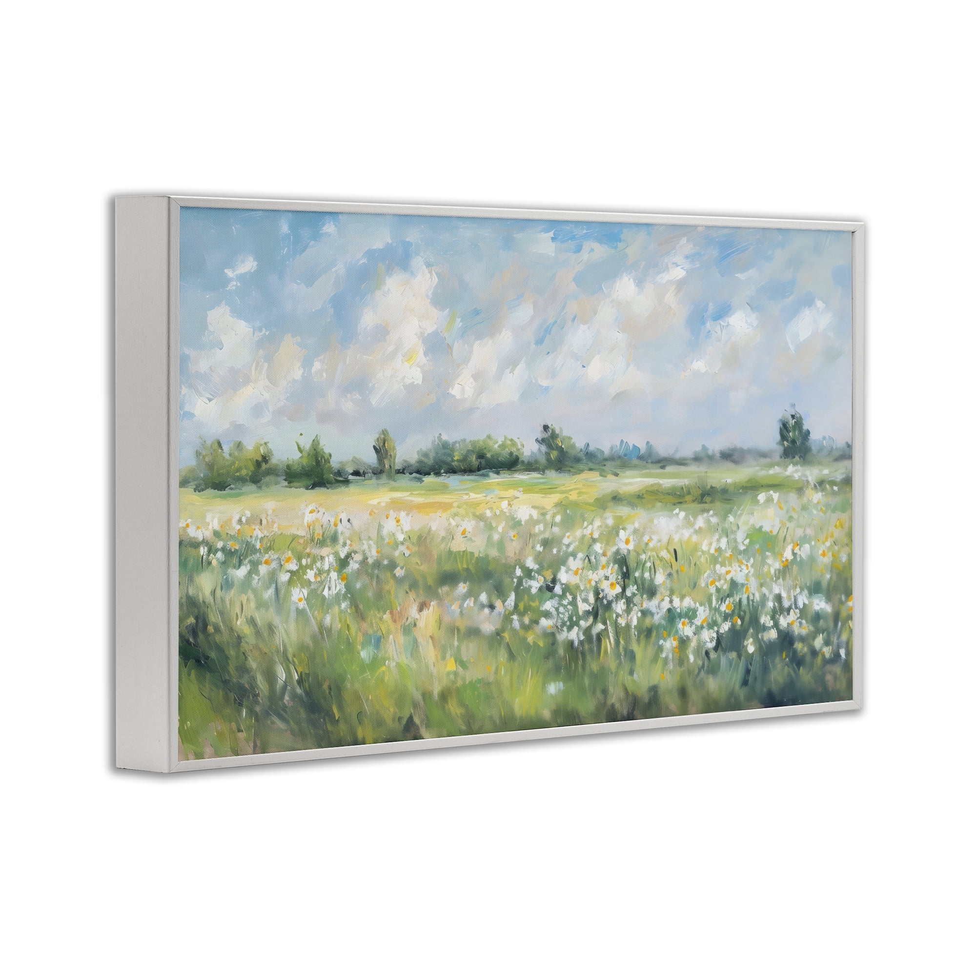 Stupell Industries Daisy Field Landscape Impression White Framed Giclee Art, design by Creative Studio