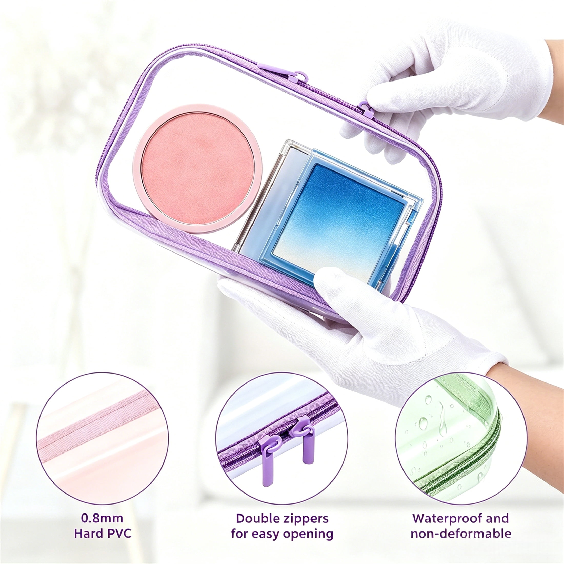 Topboutique Clear Toiletry Bag 4 Pcs Transparent Zipper Bags Travel Pouches Multipurpose Storage Cases Makeup Organizers Hard Zipper Case for Pencil Cosmetics Snacks Toy,4 Colors,Small