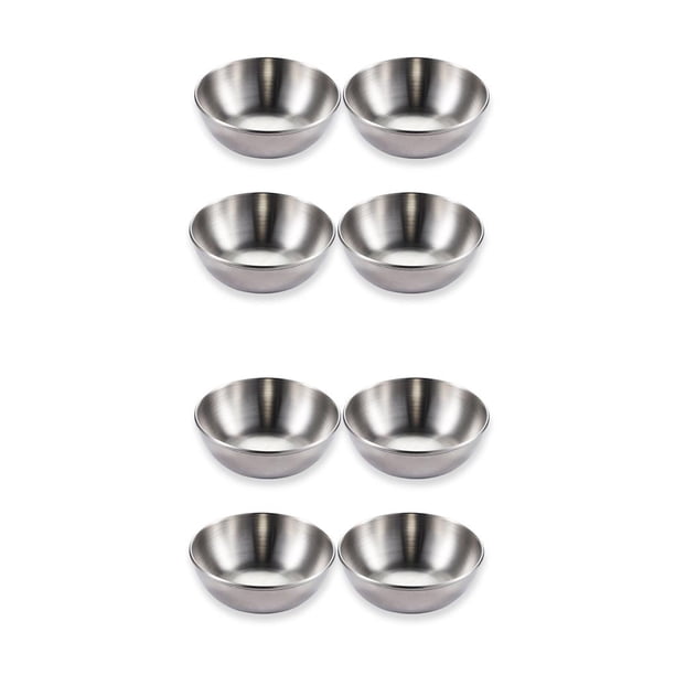Kearding Paquete de 4 platos de salsa de acero inoxidable, platos, cuencos para sumergir, restaurante Type1 NO1