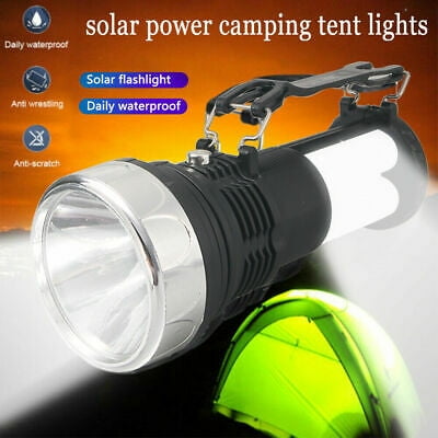 Solar Power Rechargeable Battery LED Flashlight Tent Light Lantern Lamp 