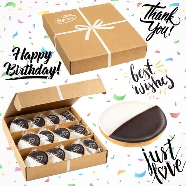 Black & White Cookies Gift Basket 12 Individually Wrapped Cookies NY Style Black and White Cookies 2-3 Day Delivery Christmas, Hanukkah, Thanksgiving Men & Women Sterns Bakery