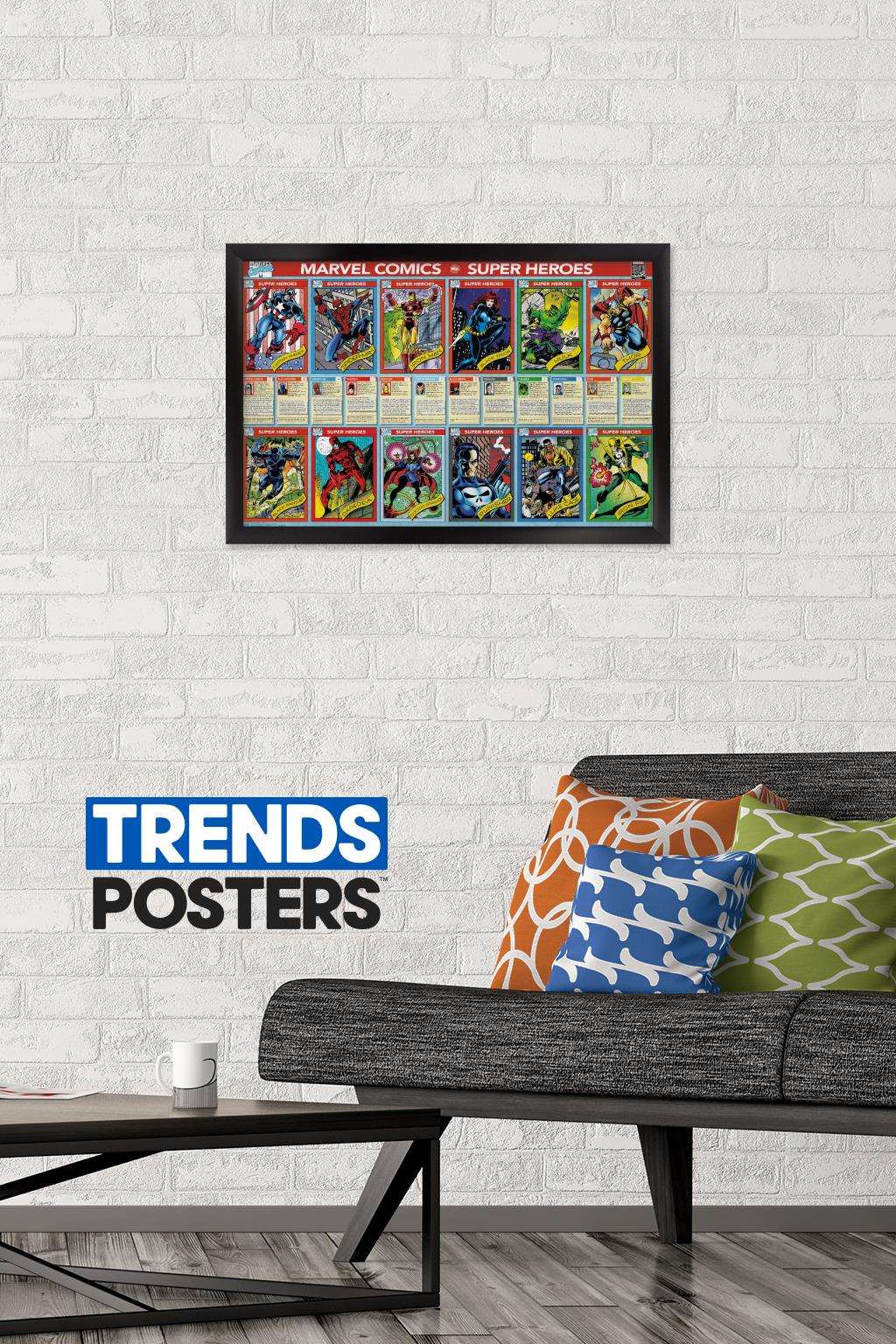 Marvel Comics - Marvel 80th Anniversary - Cards Wall Poster, 14.725" x 22.375", Framed