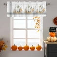 thumbnail image 5 of Kitchen Curtain Valances for Windows,Fall Retro Pumpkin Orange Maple Leaf Rod Pocket Small Valance Grey Stripe Happy Thanksgiving, 5 of 9
