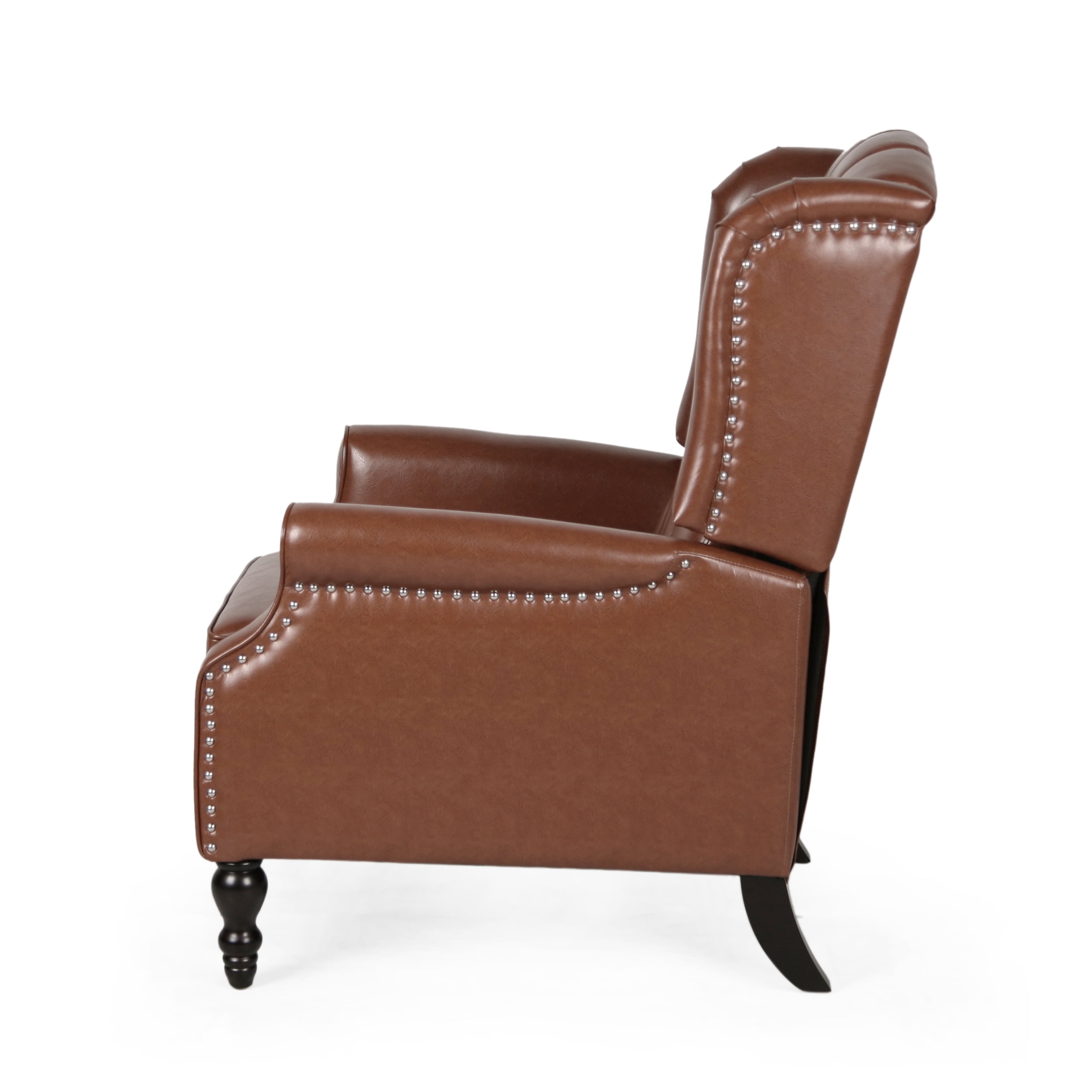 Noble House Bryce Faux Leather Recliners, Cognac, Dark Brown