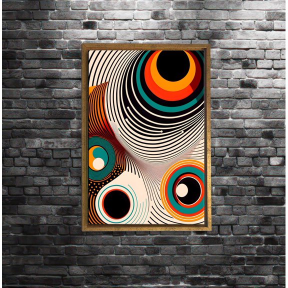 Retro Circle Wall Art, Mid Century Modern Poster, Geometric Abstract Art, Bold Colorful Decor, Modern Room Accent, Home Home Decor, 8x12 UNFRAMED