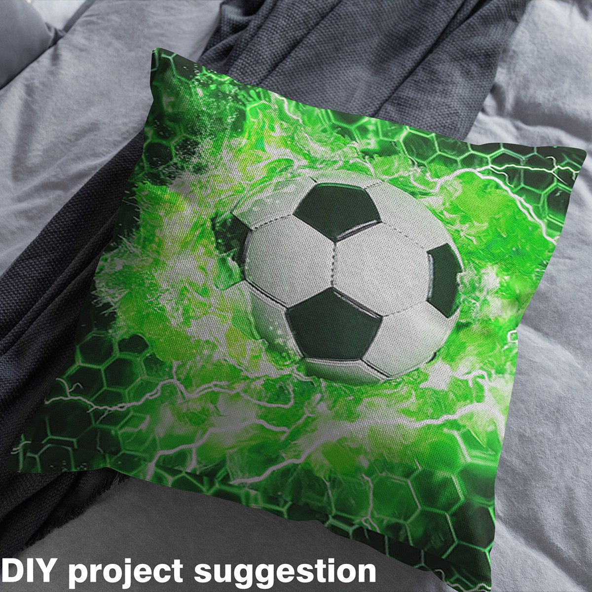 Feelyou Child Cartoon Football Fabric by the Yard 1 Yard, Honeycomb Geometric Home Decor Fabric by the Yard, Modern Sports Lover Sewing Fabric, Lightweight Room Decor