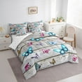 thumbnail image 3 of Castle Fairy Female Men Women Colorful Butterflies Bedding Comforter Set 7 Pieces,Vintage Cottage Cabin Full Bedding Set Lightweight,Retro Aesthetic Fitted Sheet Flat Sheet,Luxury Bedroom Decor, 3 of 8